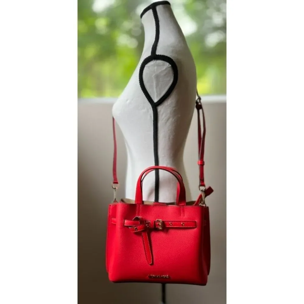 Michael Kors Emilia Small Pebbled Leather Satchel in bright red